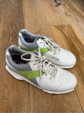 FootJoy Golf Pro SL Shoes - White & Lime Green size 8